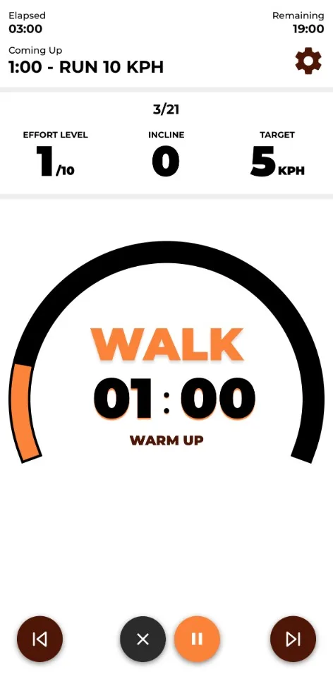 A Fat Burner interval in progress in the app